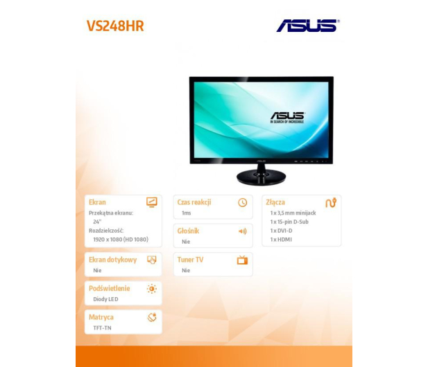 ASUS ASUS 24'' VS248HR 90LME3001Q02231C- Czarny - 1442852 - zdjęcie 2